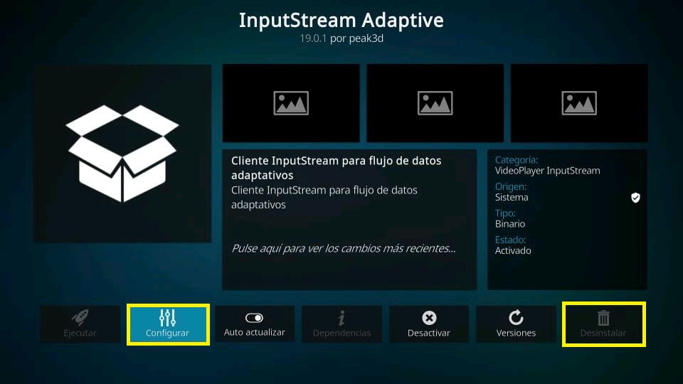 Ajustes InputStream Adaptive configurar 